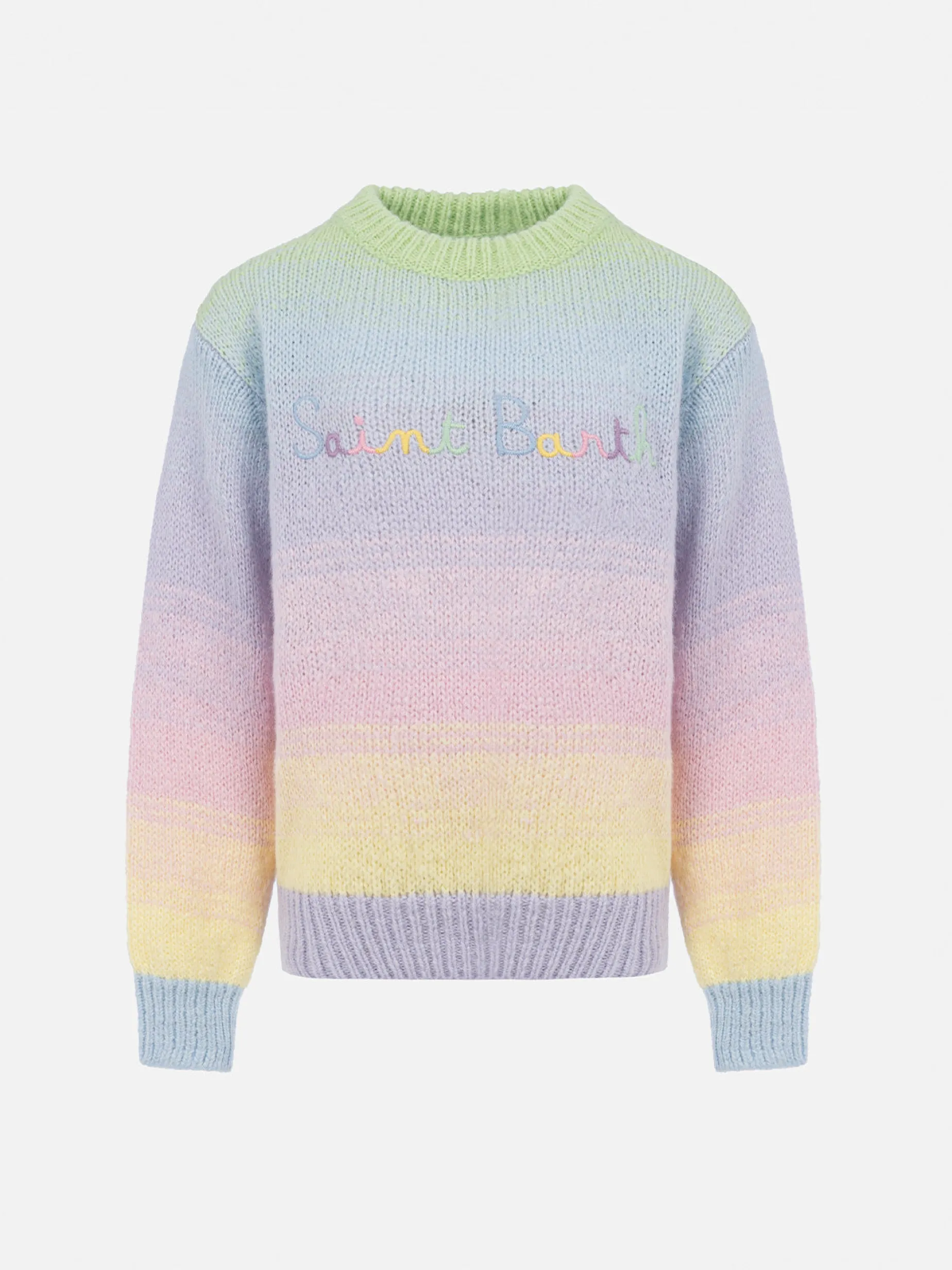 Maglione girocollo a righe multicolore da bambina Danya