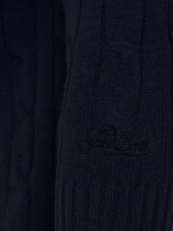 Maglione girocollo blu navy in misto cashmere da uomo Regent