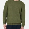 Maglione girocollo elasticizzato verde militare da uomo Regent