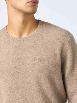 Maglione girocollo elasticizzato color kaki da uomo Regent