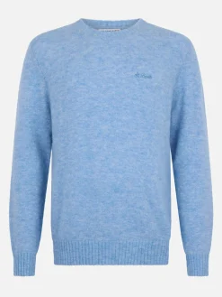 Maglione girocollo elasticizzato azzurro chiaro da uomo Regent
