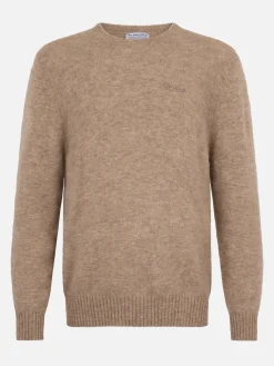 Maglione girocollo elasticizzato color kaki da uomo Regent