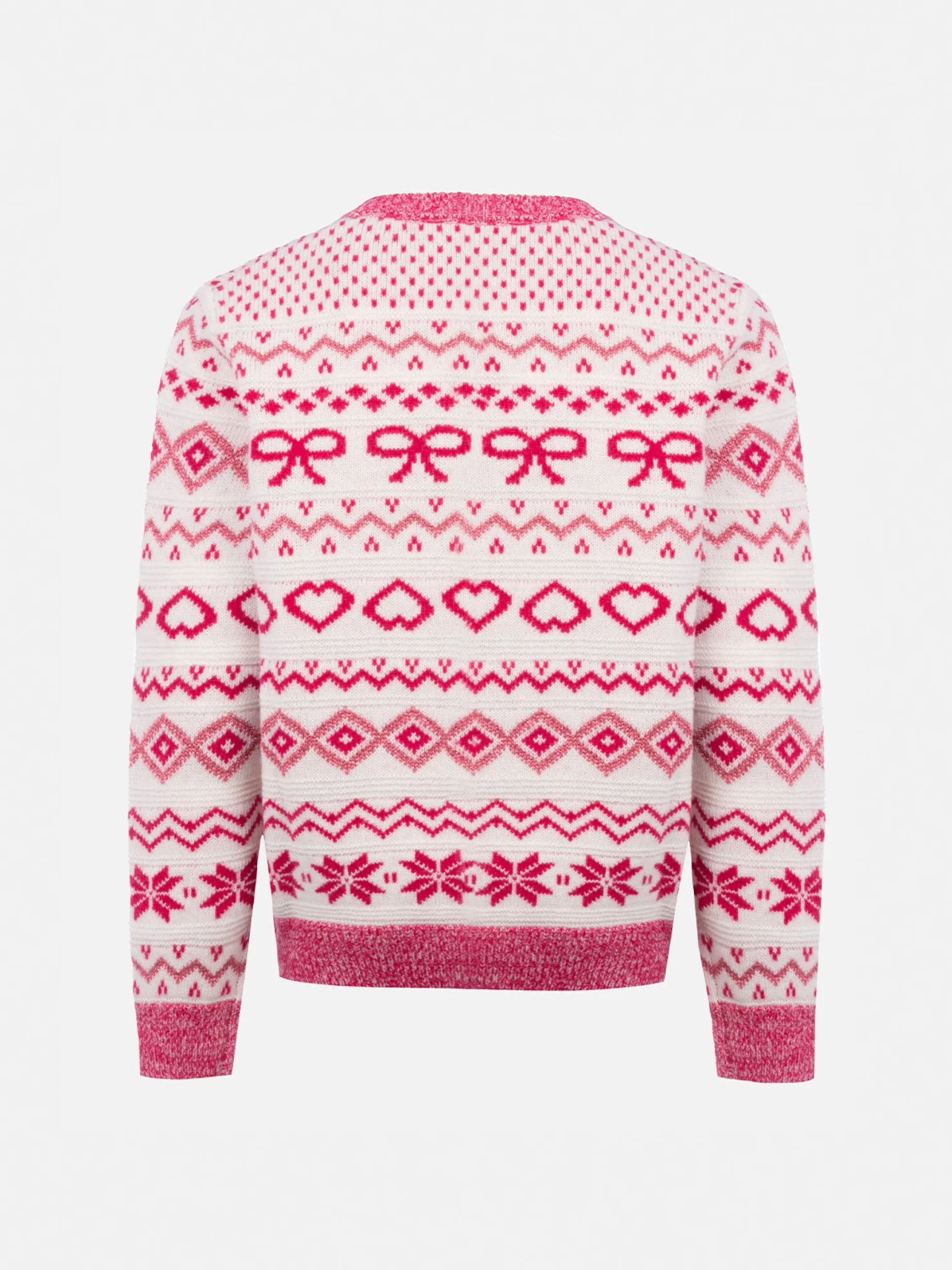 Maglione girocollo fair-isle da bambina Princess con logo in strass St. Barth
