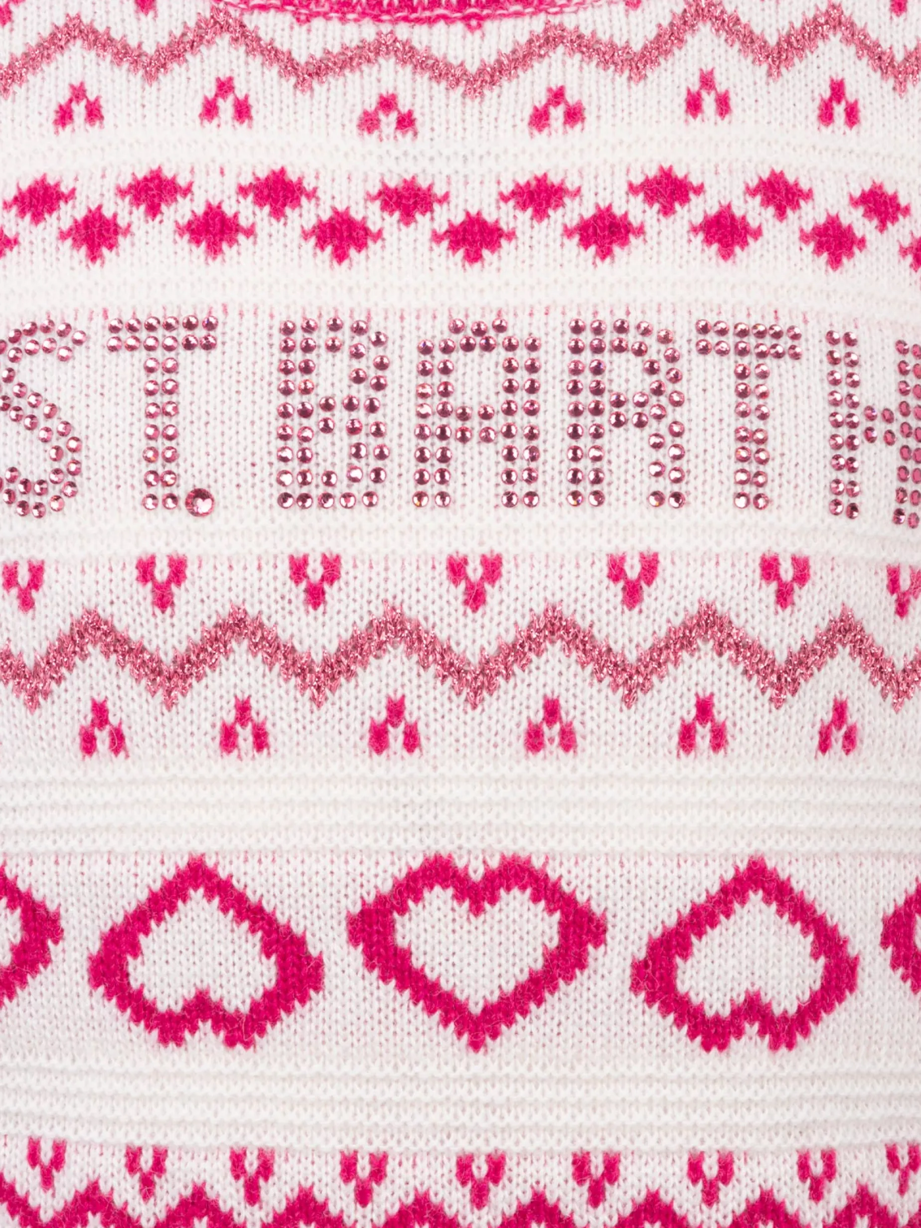 Maglione girocollo fair-isle da bambina Princess con logo in strass St. Barth