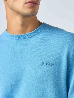 Maglione girocollo in misto cashmere blu polvere da uomo Regent