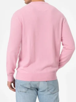 Maglione girocollo in misto cashmere rosa da uomo Regent