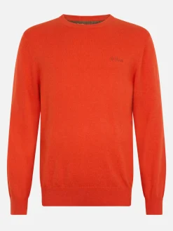 Maglione girocollo in misto cashmere arancione da uomo Regent