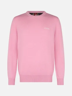 Maglione girocollo in misto cashmere rosa da uomo Regent