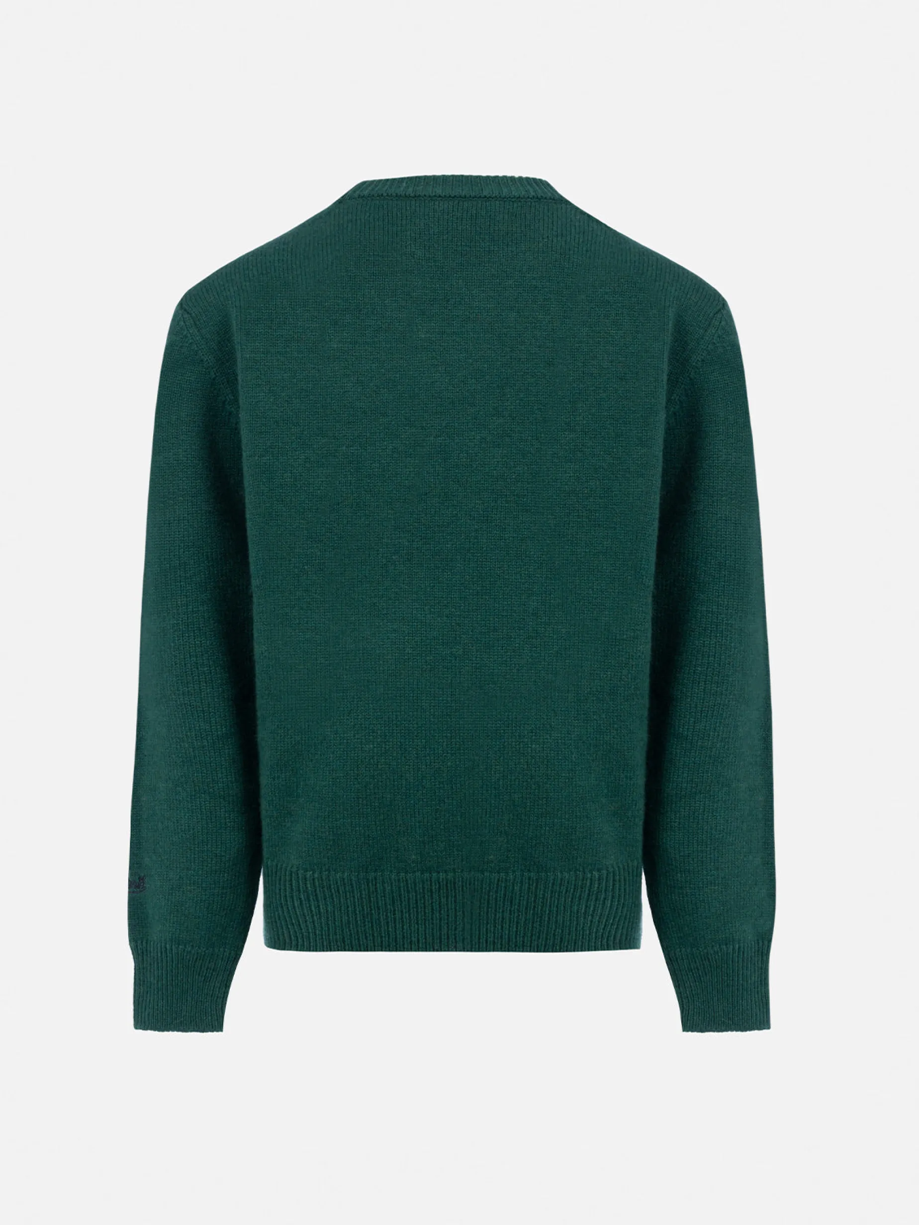 Maglione girocollo verde da bambino Douglas con stampa Me ne vado dai nonni