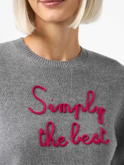 Maglione grigio da donna New Queen con ricamo Simply the Best