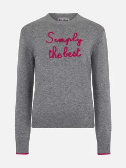 Maglione grigio da donna New Queen con ricamo Simply the Best