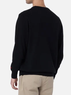 Maglione nero da uomo Heron con ricamo Single per scelta non mia