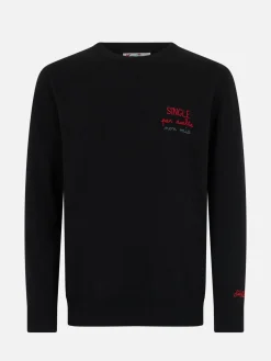 Maglione nero da uomo Heron con ricamo Single per scelta non mia