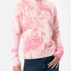 Maglione rosa da donna New Queen con stampa toile de jouy e ricamo Chalet e Rosè