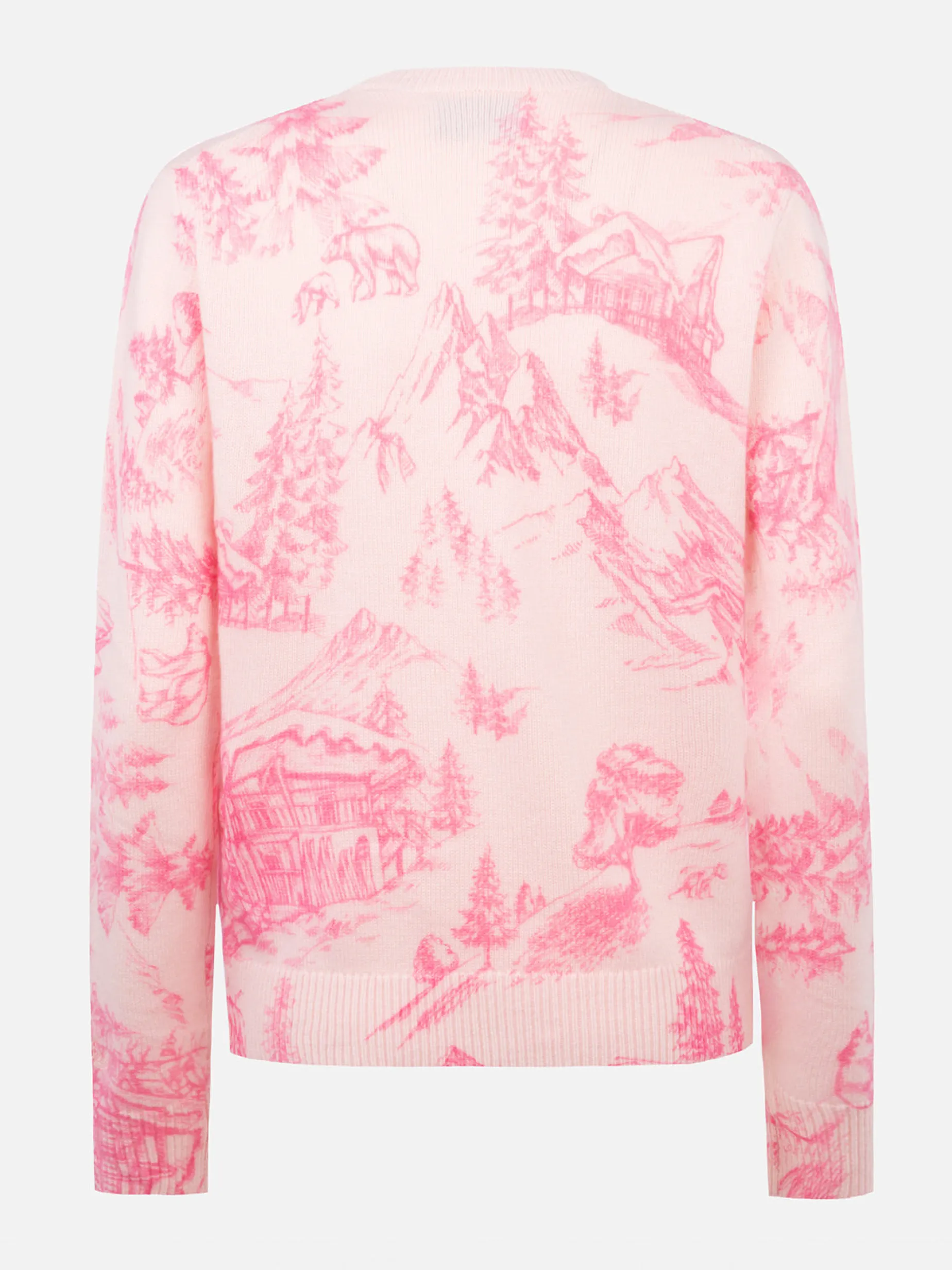 Maglione rosa da donna New Queen con stampa toile de jouy e ricamo Chalet e Rosè