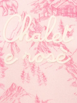 Maglione rosa da donna New Queen con stampa toile de jouy e ricamo Chalet e Rosè