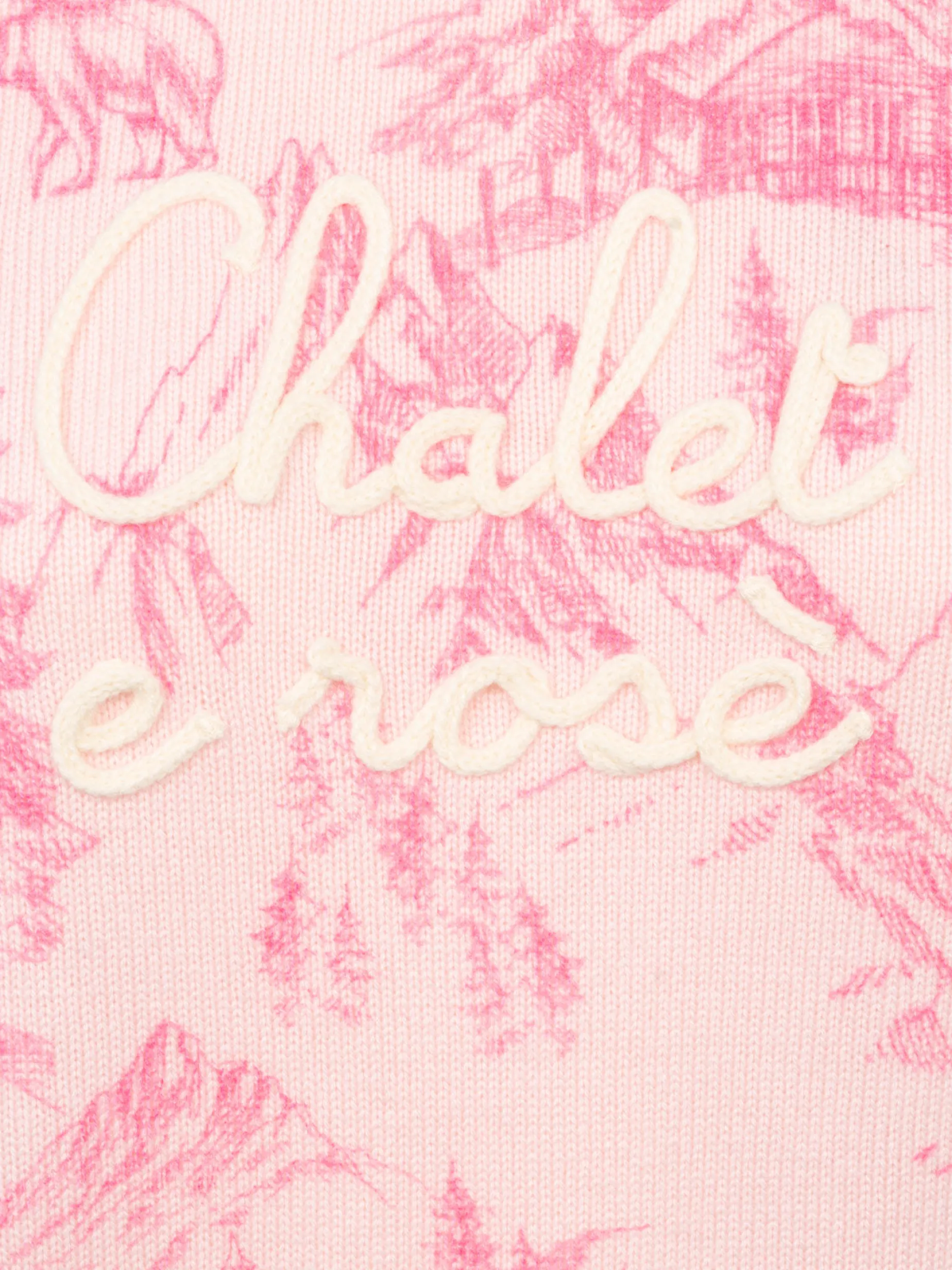 Maglione rosa da donna New Queen con stampa toile de jouy e ricamo Chalet e Rosè