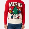 Maglione rosso da uomo Heron con stampa jacquard Peanuts merry | SNOOPY PEANUTS SPECIAL EDITION