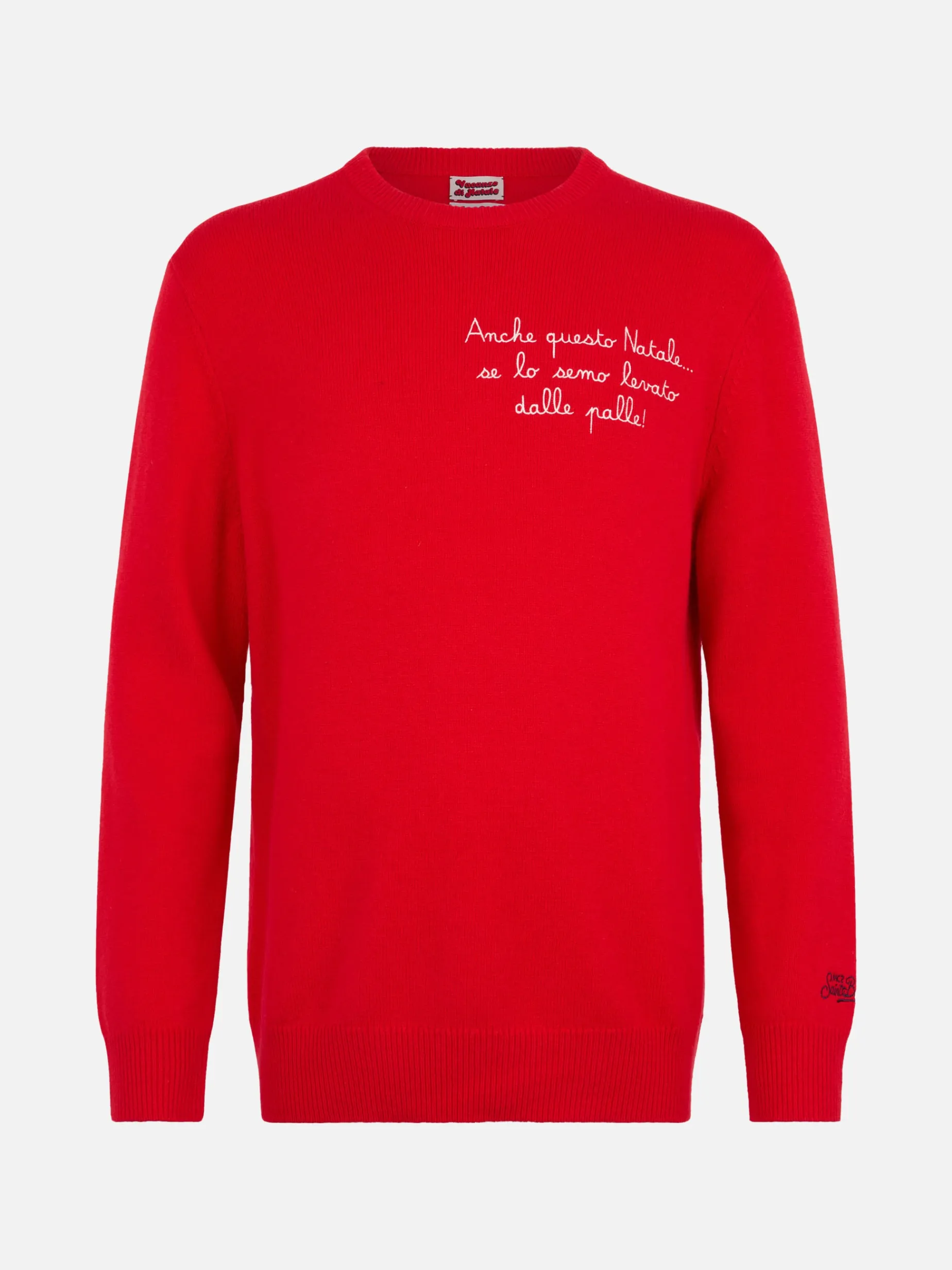 Maglione rosso da uomo Heron con ricamo Anche questo Natale... | VACANZE DI NATALE EDIZIONE SPECIALE