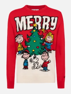 Maglione rosso da uomo Heron con stampa jacquard Peanuts merry | SNOOPY PEANUTS SPECIAL EDITION