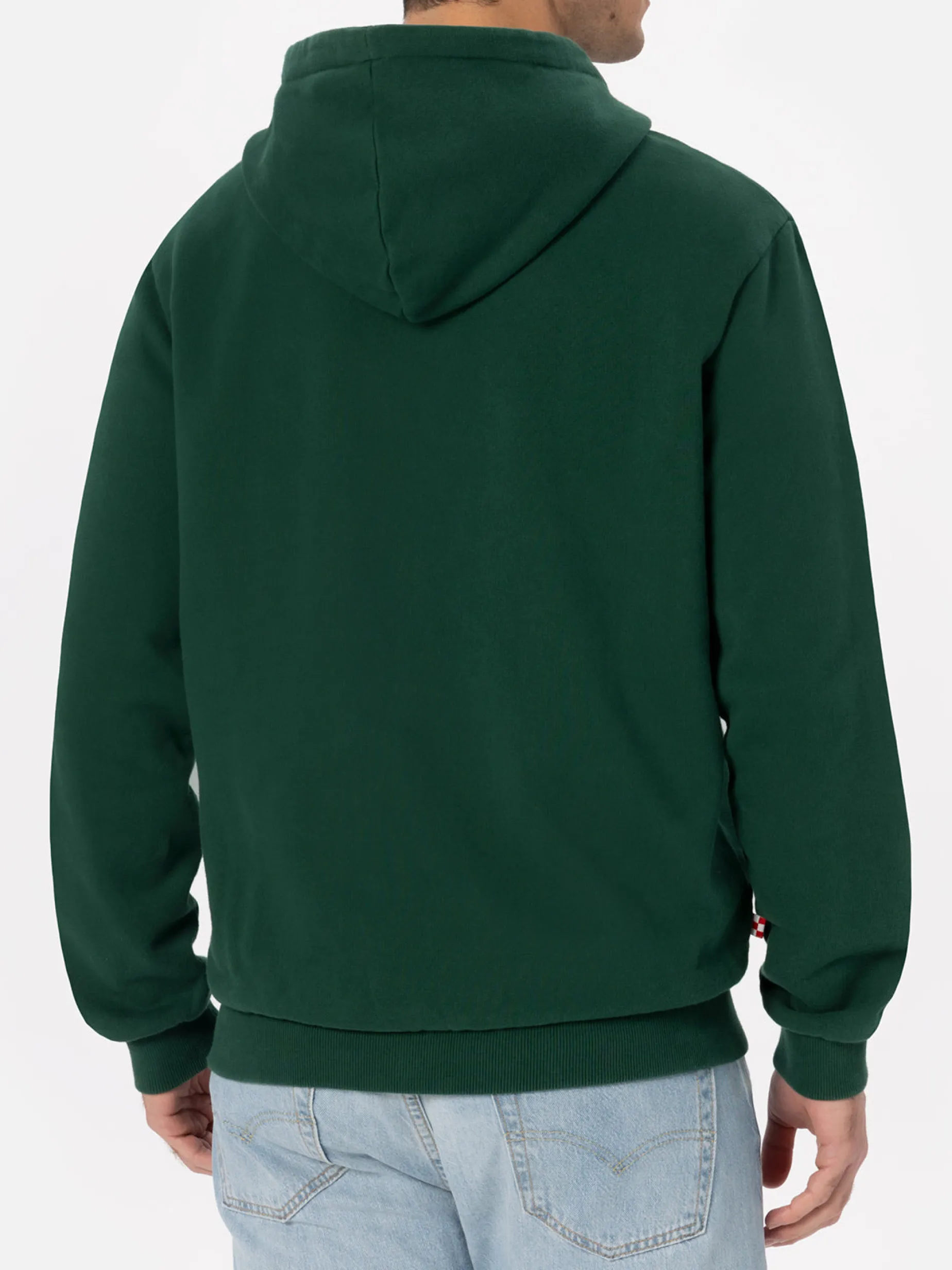 Man British green zipped and hooded sweatshirt with St. Barth embroidery