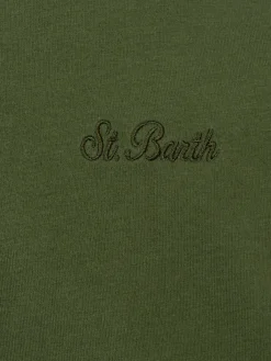 Man military green t-shirt Arnott with St. Barth embroidery