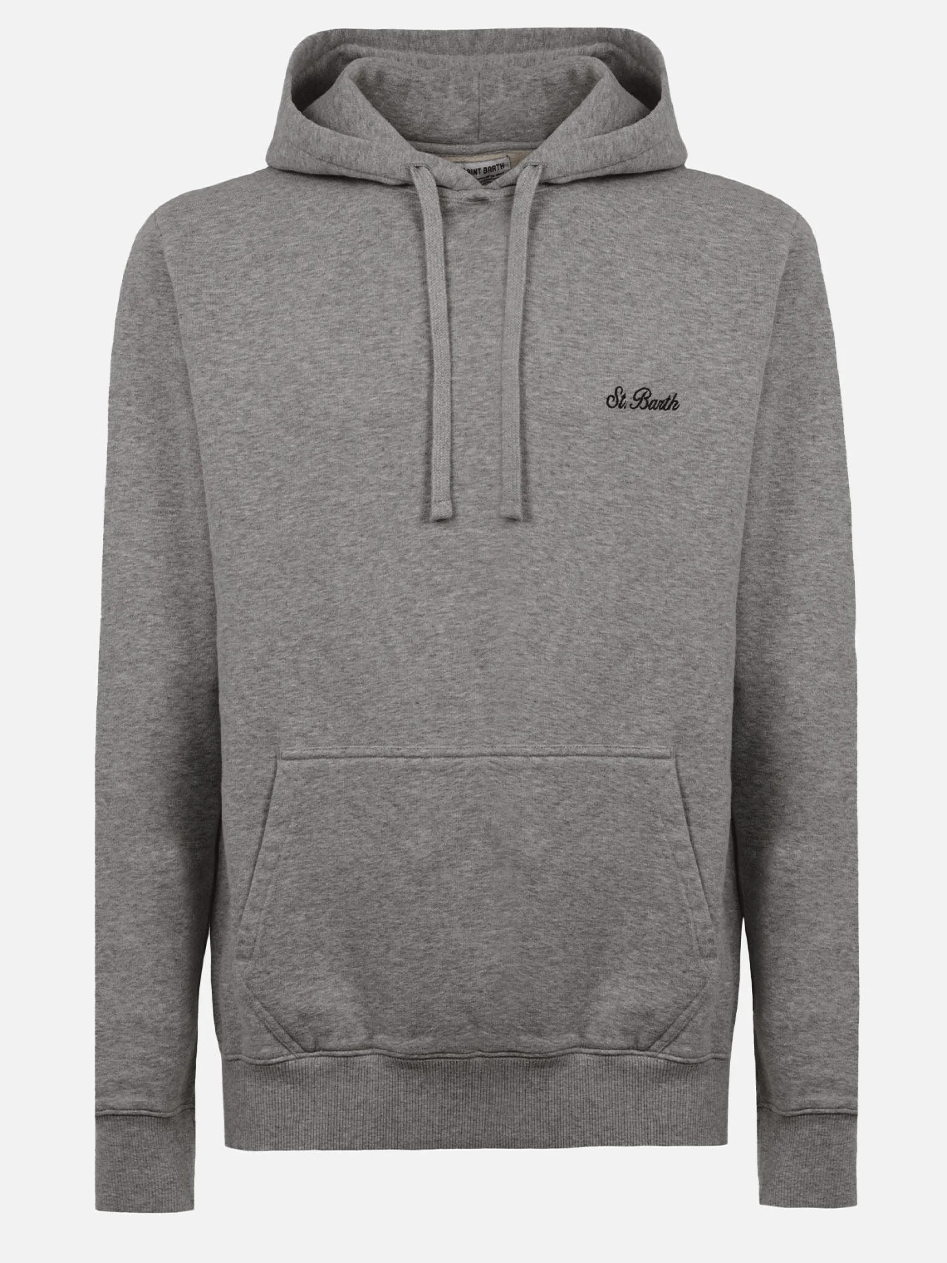 Man mélange grey sweatshirt Tribeca with St. Barth embroidery