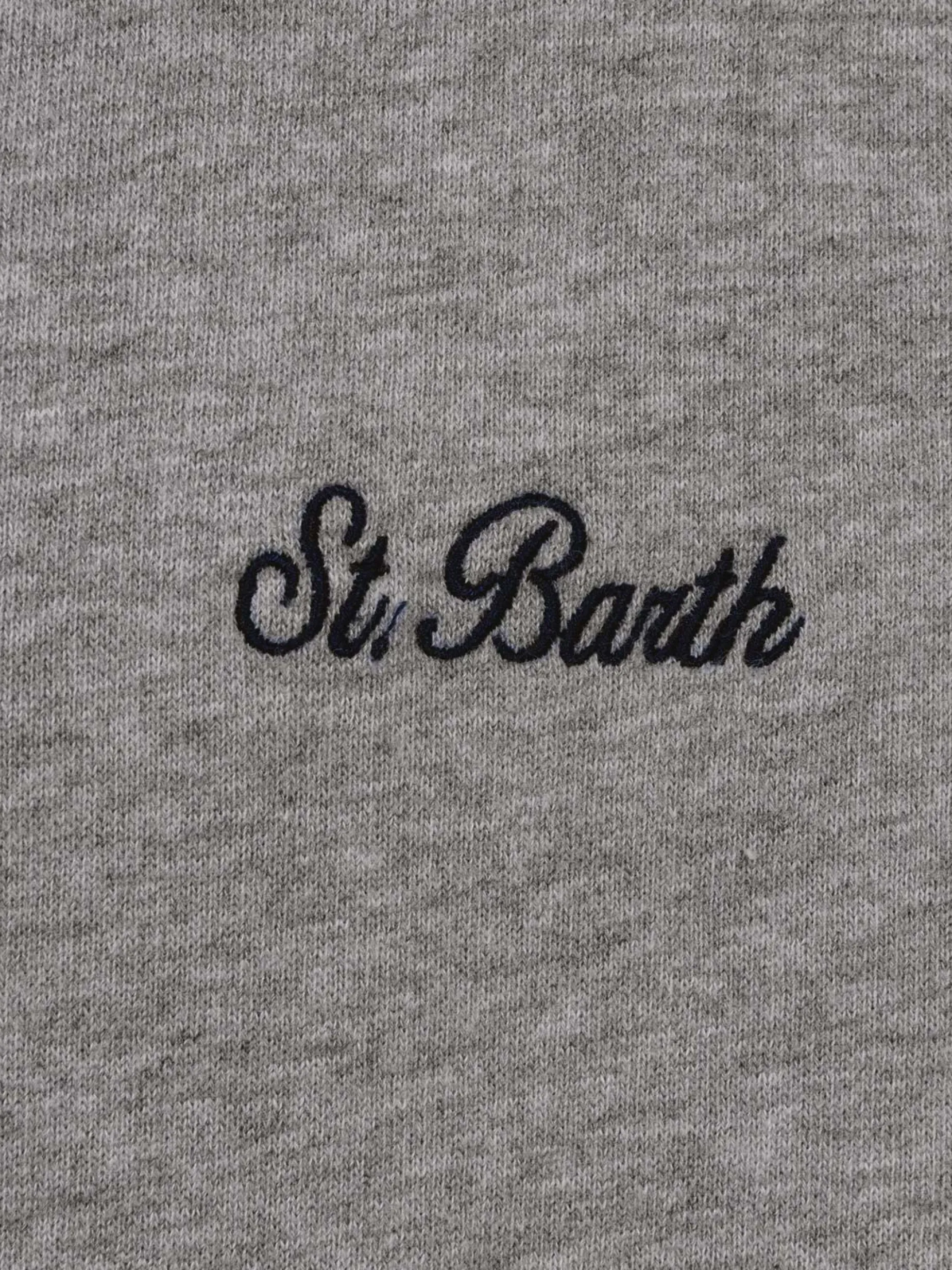 Man mélange grey sweatshirt Tribeca with St. Barth embroidery