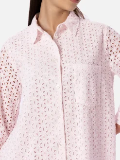 Mini abito camicia rosa Sangallo da donna