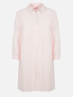 Mini abito camicia rosa Sangallo da donna