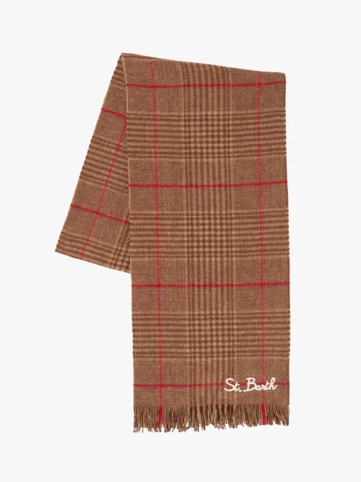 Morbida sciarpa in lana con fantasia Principe di Galles