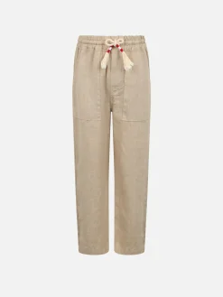 Pantaloni Calais Jr da bambino in lino beige con coulisse