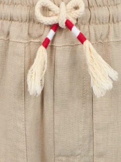 Pantaloni Calais Jr da bambino in lino beige con coulisse