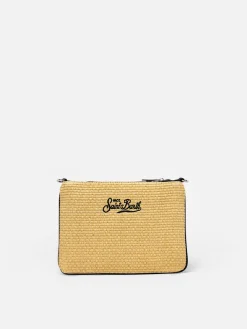 Pochette Parisienne in paglia con ricamo Los Angeles