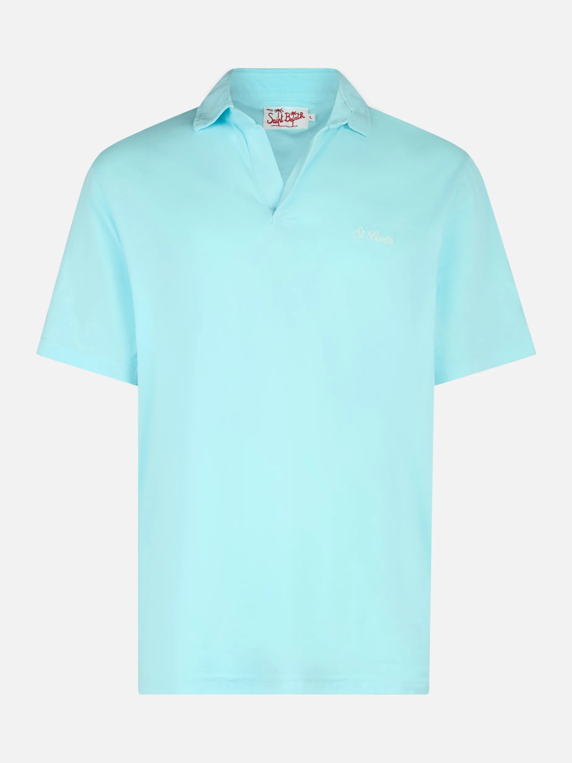 Polo da uomo Brighton in jersey di cotone verde acqua
