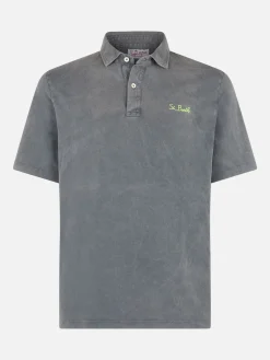 Polo da uomo grigia con ricamo