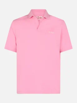 Polo da uomo in jersey di cotone rosa Brighton