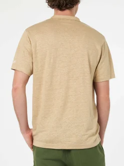 Polo da uomo in lino beige Fraser