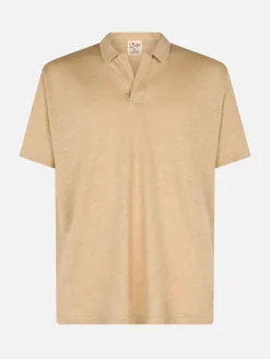 Polo da uomo in lino beige Fraser