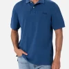 Polo da uomo in piquet di cotone blu denim Beverly Hills