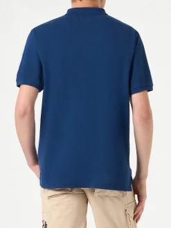 Polo in denim piquet con logo St. Barth effetto vintage