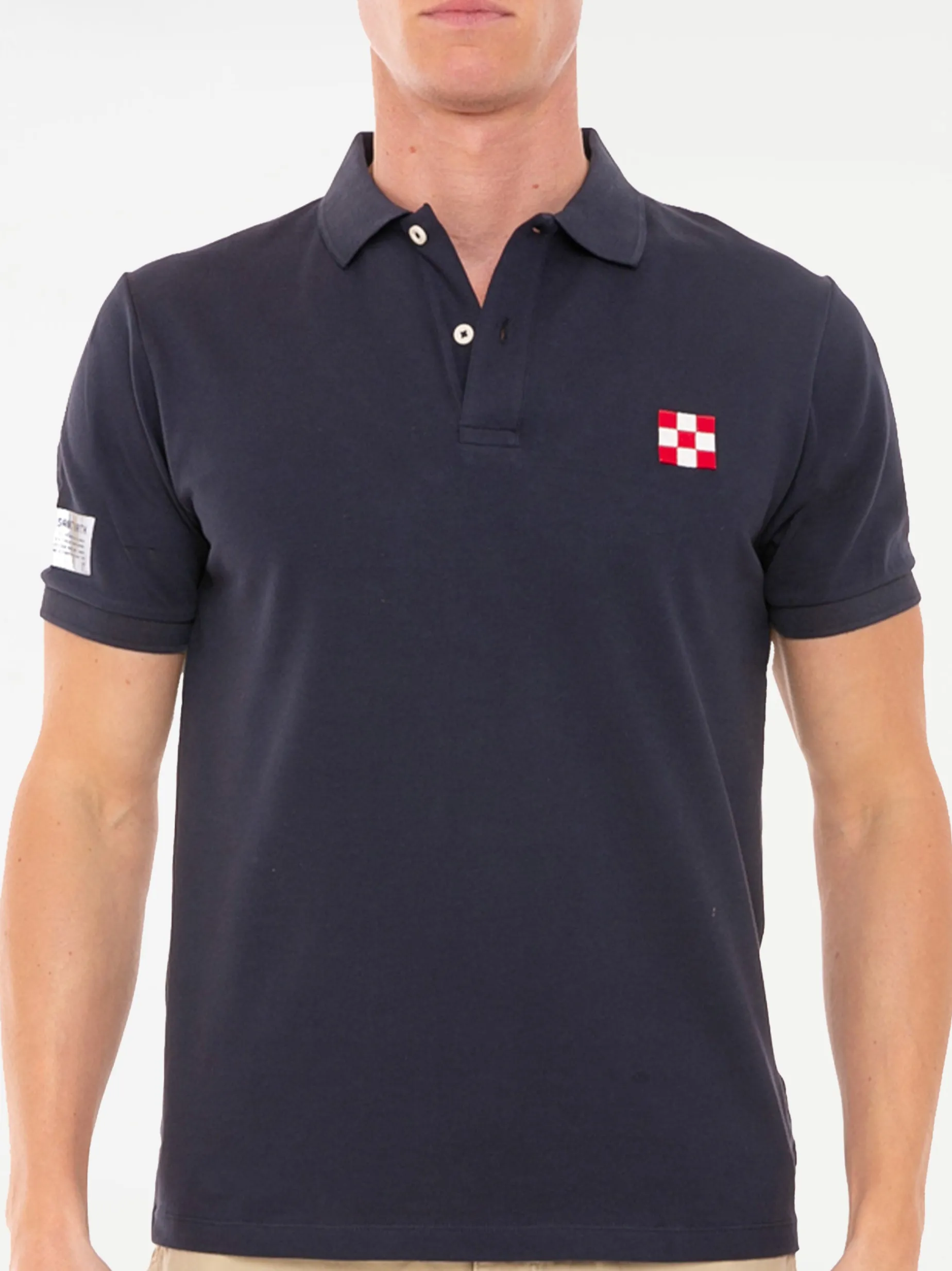 Polo piquet blu con logo St. Barth check