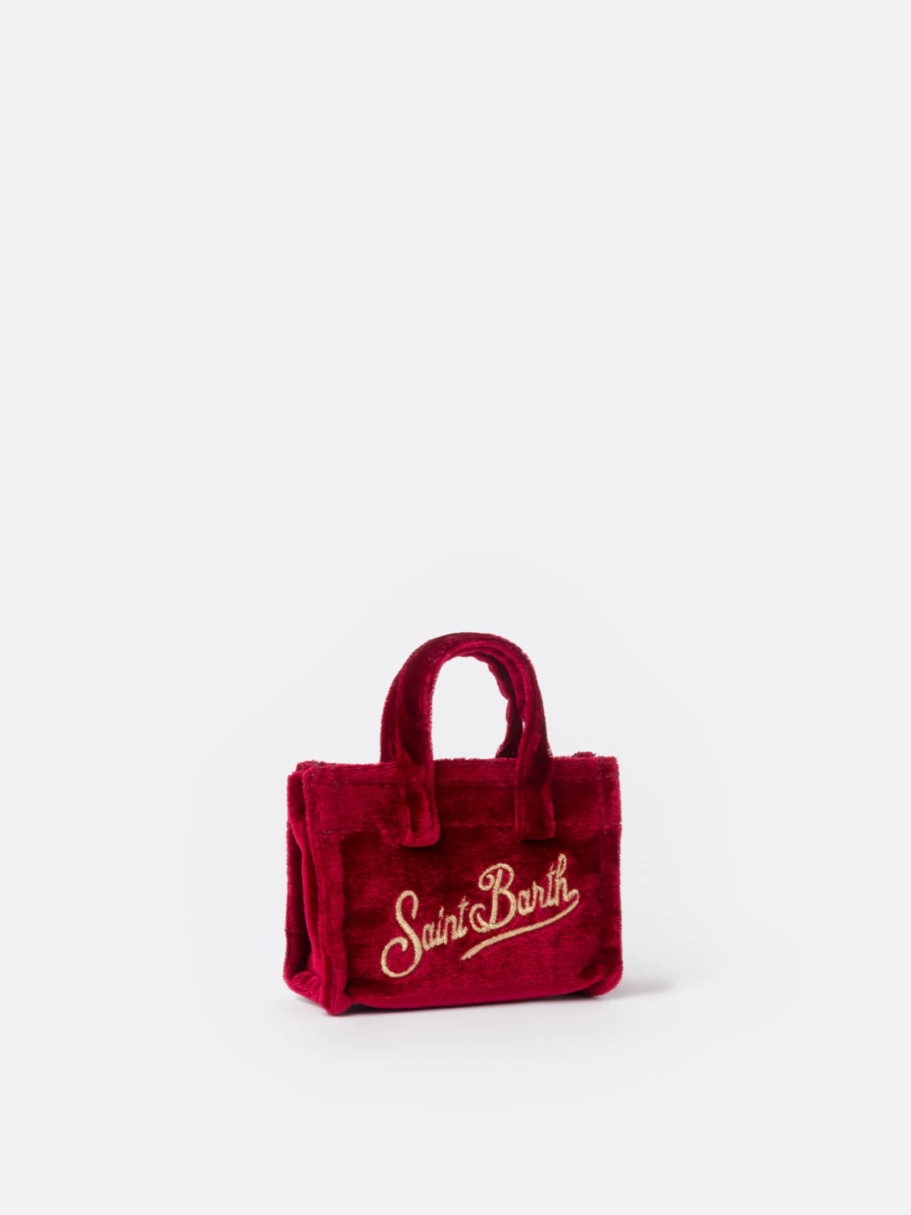Portachiavi in velluto bordeaux con ricamo logo