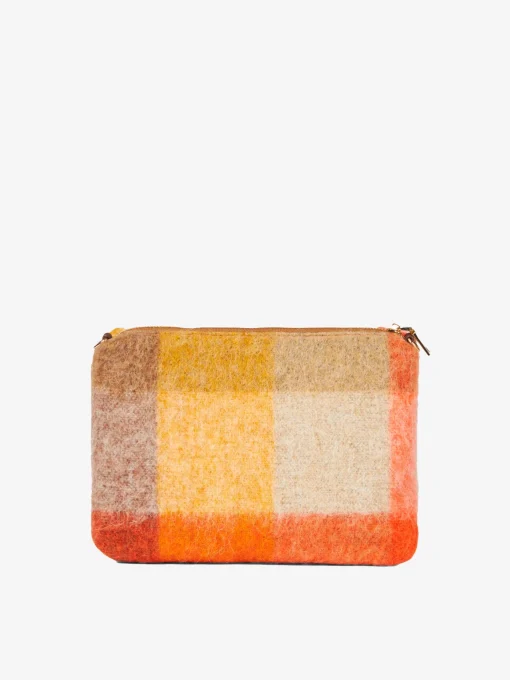 Pouch a tracolla plaid Parisienne a quadri arancioni e marroni