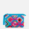 Pouch Parisienne azzurra all'uncinetto con ricamo Saint Barth