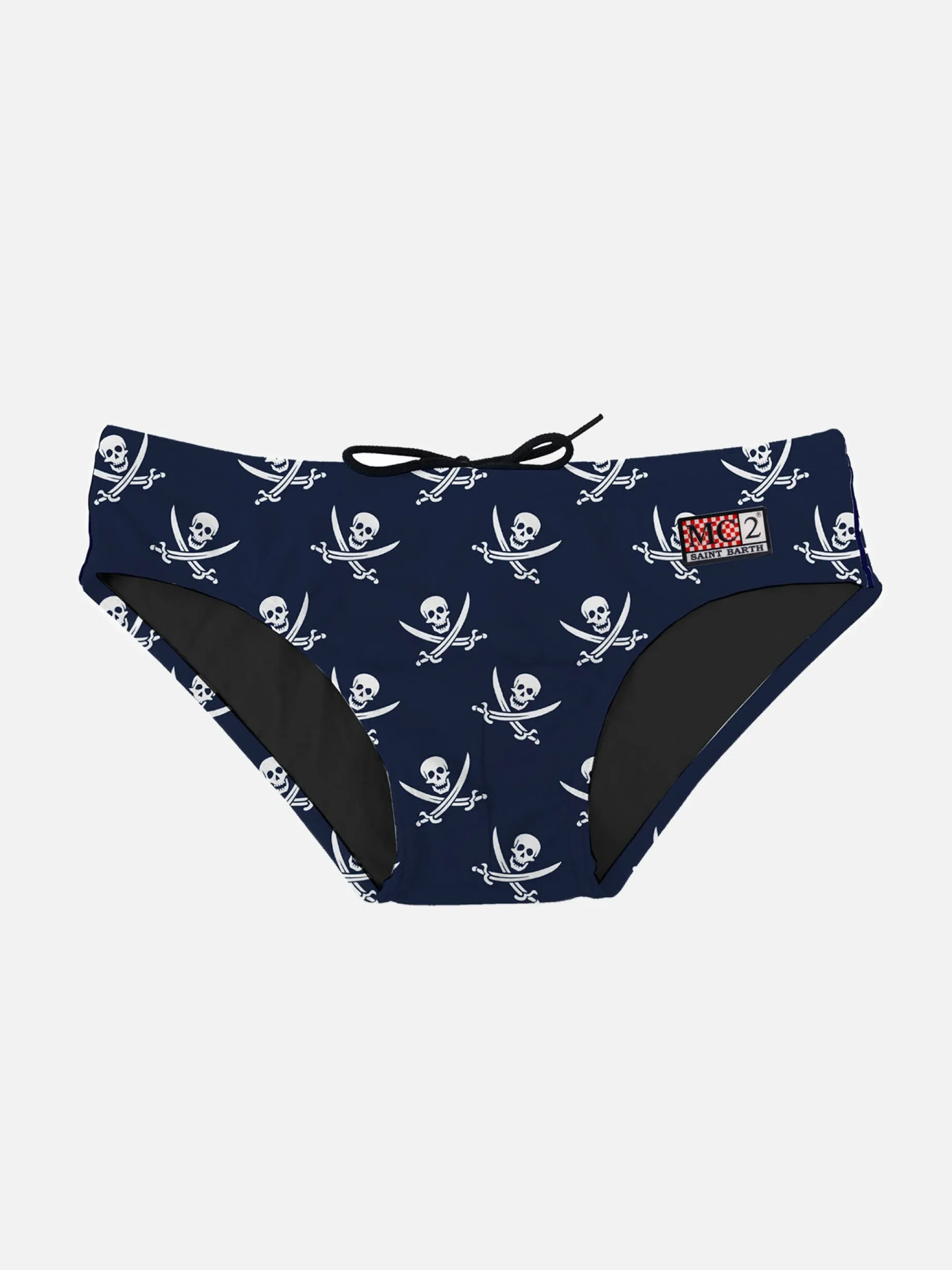 Slip da bagno da bambino blu navy micro stampa pirati
