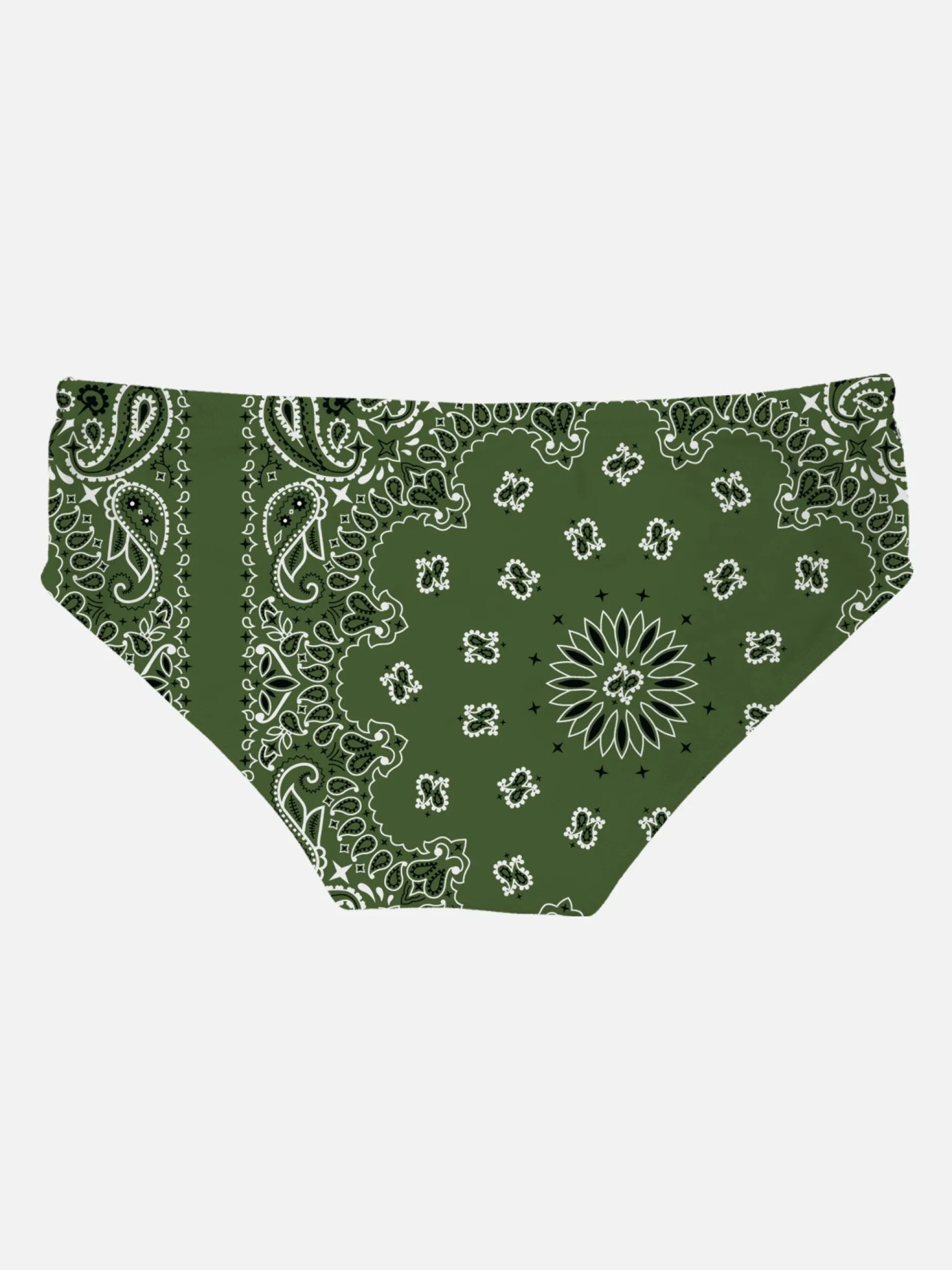 Slip da bagno da uomo con stampa bandana verde militare