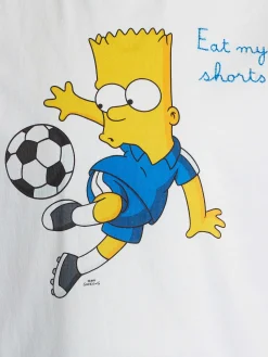 T-shirt bianca da bambino in cotone Dean Jr con stampa e ricamo Bart Simpson | L'EDIZIONE SPECIALE SIMPSON