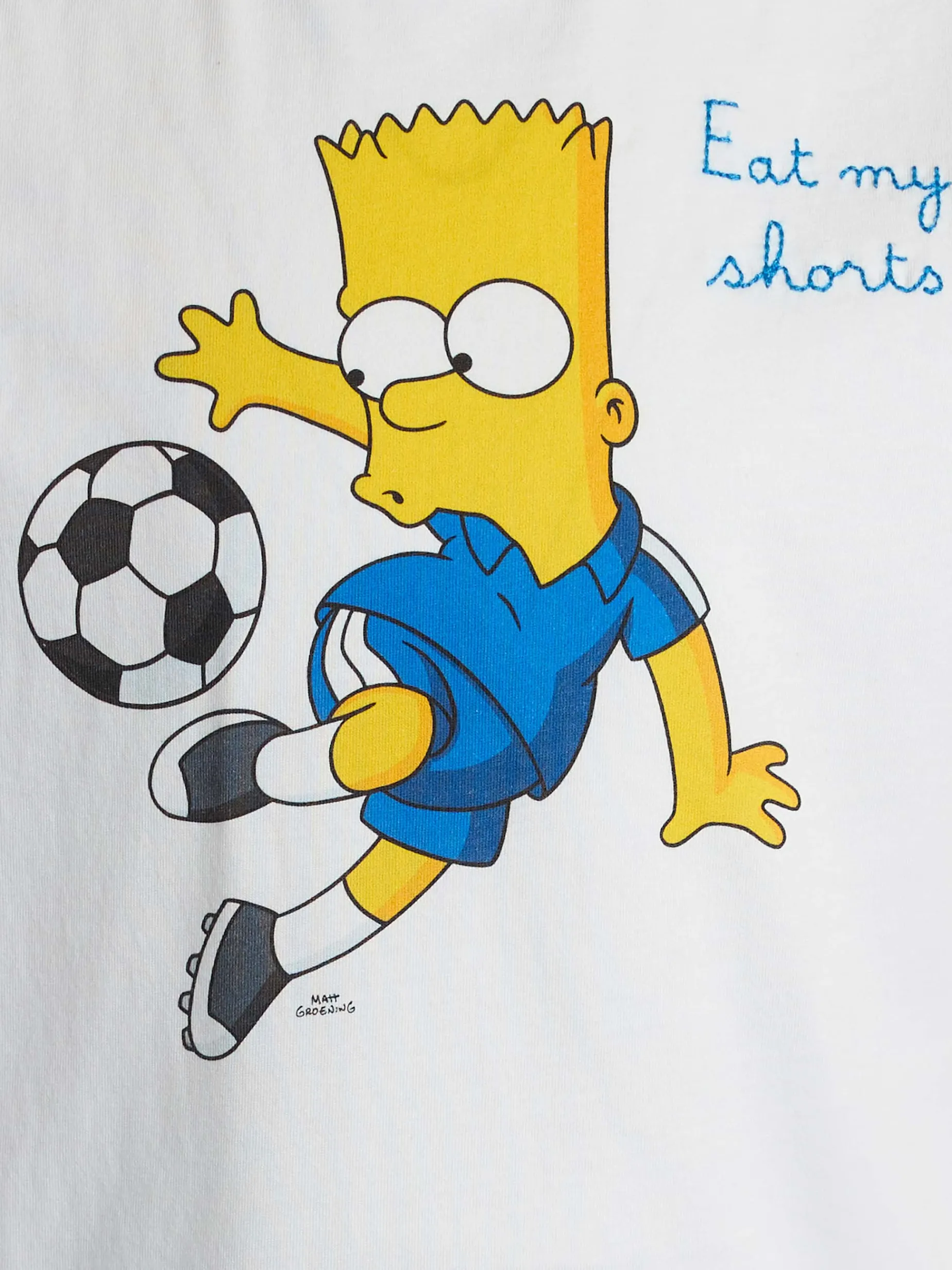 T-shirt bianca da bambino in cotone Dean Jr con stampa e ricamo Bart Simpson | L'EDIZIONE SPECIALE SIMPSON