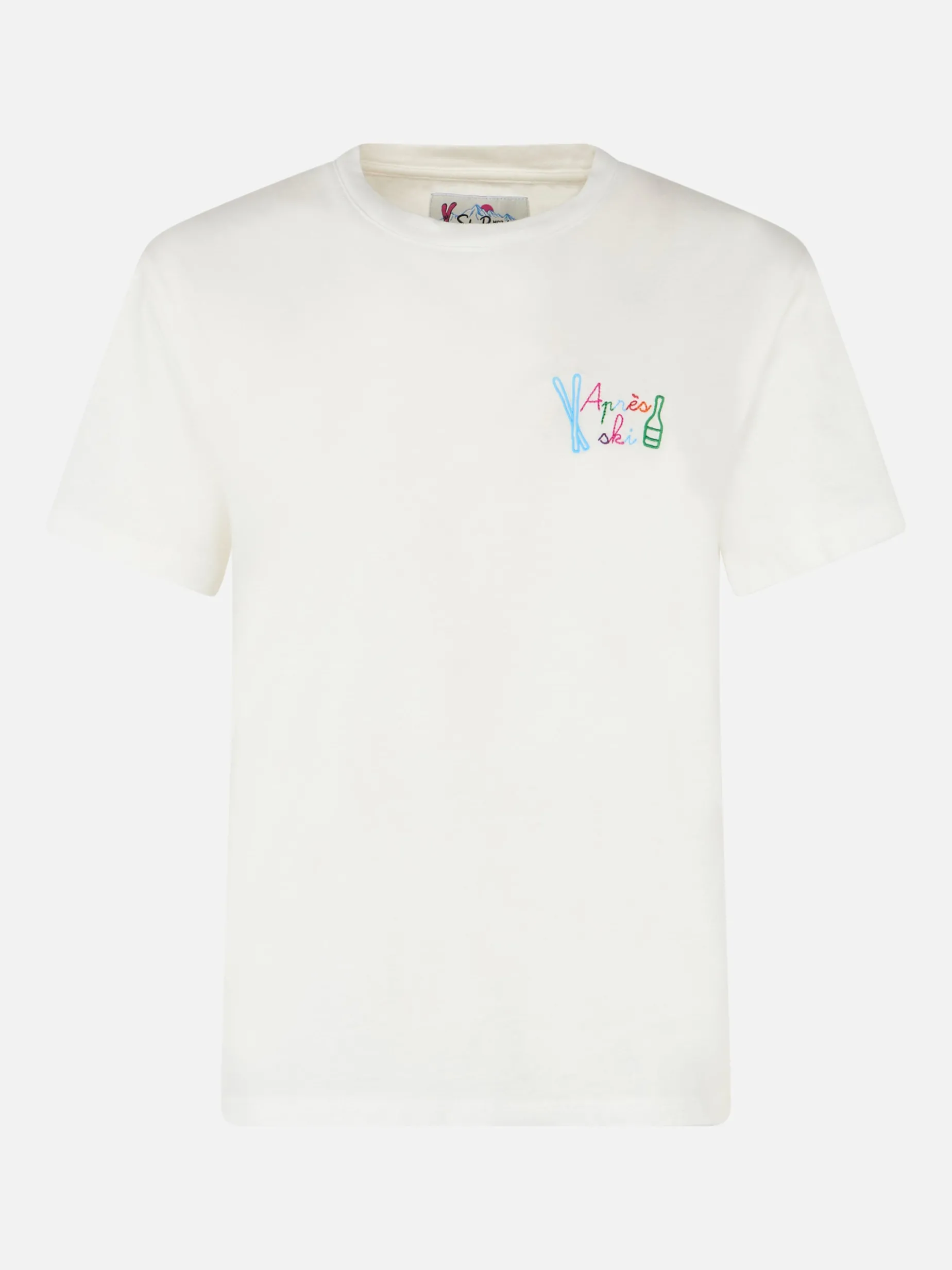 T-shirt bianca da donna Emilie con ricamo arcobaleno Apres Ski